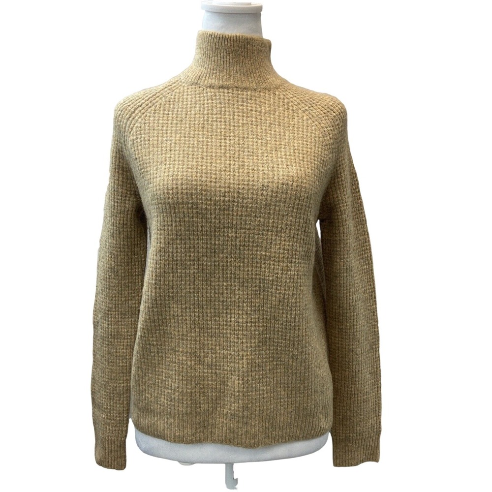 BLANKNYC Sweater Womens XS Beige Wool Blend Waffle Knit Mock Neck Pullover